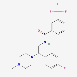 molecular formula C21H23F4N3O B2738613 N-[2-(4-氟苯基)-2-(4-甲基哌嗪-1-基)乙基]-3-(三氟甲基)苯甲酰胺 CAS No. 898448-58-3