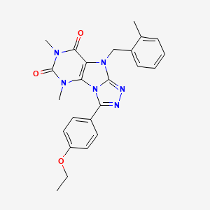 molecular formula C24H24N6O3 B2738648 3-(4-ethoxyphenyl)-5,7-dimethyl-9-(2-methylbenzyl)-5H-[1,2,4]triazolo[4,3-e]purine-6,8(7H,9H)-dione CAS No. 921859-47-4