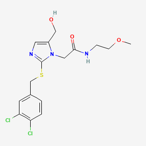 2-(2-((3,4-dichlorobenzyl)thio)-5-(hydroxymethyl)-1H-imidazol-1-yl)-N-(2-methoxyethyl)acetamide