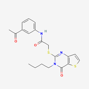 molecular formula C20H21N3O3S2 B2738661 N-(3-acetylphenyl)-2-[(3-butyl-4-oxo-3,4-dihydrothieno[3,2-d]pyrimidin-2-yl)sulfanyl]acetamide CAS No. 1252923-87-7