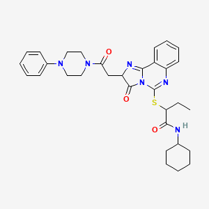 molecular formula C32H38N6O3S B2738662 N-cyclohexyl-2-({3-oxo-2-[2-oxo-2-(4-phenylpiperazin-1-yl)ethyl]-2H,3H-imidazo[1,2-c]quinazolin-5-yl}sulfanyl)butanamide CAS No. 1173755-21-9