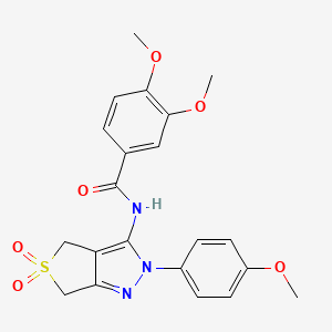 molecular formula C21H21N3O6S B2738669 3,4-二甲氧基-N-(2-(4-甲氧基苯基)-5,5-二氧代-4,6-二氢-2H-噻吩[3,4-c]吡唑-3-基)苯甲酰胺 CAS No. 450338-10-0