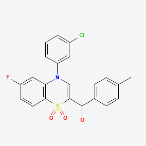 molecular formula C22H15ClFNO3S B2738671 [4-(3-氯苯基)-6-氟-1,1-二氧代-4H-1,4-苯并噻嗪-2-基](4-甲基苯基)甲酮 CAS No. 1114656-20-0