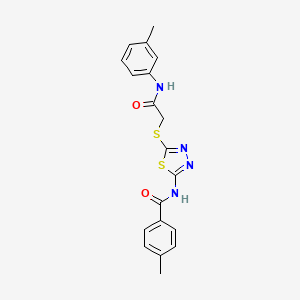 molecular formula C19H18N4O2S2 B2738681 4-methyl-N-(5-((2-oxo-2-(m-tolylamino)ethyl)thio)-1,3,4-thiadiazol-2-yl)benzamide CAS No. 392292-08-9