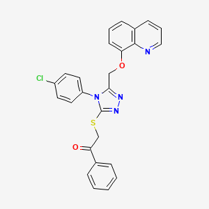 molecular formula C26H19ClN4O2S B2738689 2-[[4-(4-氯苯基)-5-(喹啉-8-基氧甲基)-1,2,4-三唑-3-基]硫代]-1-苯乙酮 CAS No. 690246-82-3