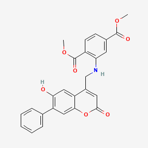 molecular formula C26H21NO7 B2738701 dimethyl 2-(((6-hydroxy-2-oxo-7-phenyl-2H-chromen-4-yl)methyl)amino)terephthalate CAS No. 859126-15-1