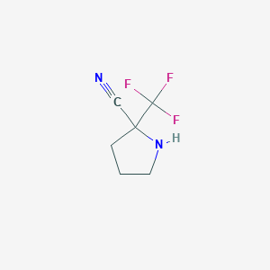 molecular formula C6H7F3N2 B2738719 2-(三氟甲基)吡咯烷-2-甲腈 CAS No. 1989659-46-2