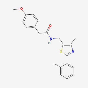 molecular formula C21H22N2O2S B2738725 2-(4-甲氧基苯基)-N-((4-甲基-2-(邻甲苯基)噻唑-5-基)甲基)乙酰胺 CAS No. 1448034-93-2