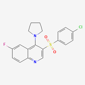 3-(4-Chlorobenzenesulfonyl)-6-fluoro-4-(pyrrolidin-1-yl)quinoline
