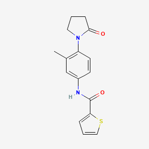 molecular formula C16H16N2O2S B2738729 N-[3-methyl-4-(2-oxopyrrolidin-1-yl)phenyl]thiophene-2-carboxamide CAS No. 941992-88-7