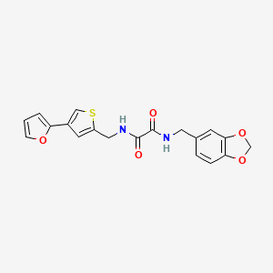 molecular formula C19H16N2O5S B2738732 N-(1,3-Benzodioxol-5-ylmethyl)-N'-[[4-(furan-2-yl)thiophen-2-yl]methyl]oxamide CAS No. 2380040-30-0
