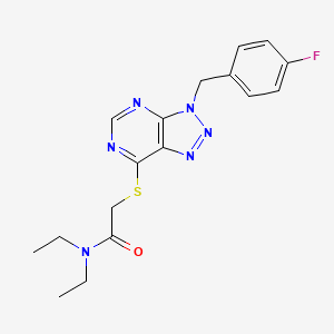 molecular formula C17H19FN6OS B2738734 N,N-二乙基-2-((3-(4-氟苯甲基)-3H-[1,2,3]三唑并[4,5-d]嘧啶-7-基)硫代)乙酰胺 CAS No. 863458-08-6