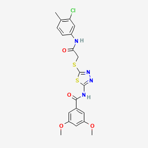 N-(5-((2-((3-chloro-4-methylphenyl)amino)-2-oxoethyl)thio)-1,3,4-thiadiazol-2-yl)-3,5-dimethoxybenzamide