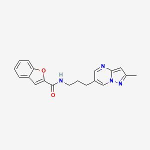 molecular formula C19H18N4O2 B2738738 N-(3-(2-甲基吡唑并[1,5-a]嘧啶-6-基)丙基)苯并呋喃-2-甲酰胺 CAS No. 1797141-86-6