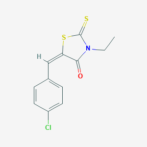 molecular formula C12H10ClNOS2 B273874 5-(4-Chlorobenzylidene)-3-ethyl-2-thioxo-1,3-thiazolidin-4-one 