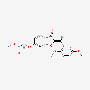 molecular formula C21H20O7 B2738755 (Z)-methyl 2-((2-(2,5-dimethoxybenzylidene)-3-oxo-2,3-dihydrobenzofuran-6-yl)oxy)propanoate CAS No. 858757-04-7