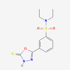 molecular formula C12H15N3O3S2 B2738758 N,N-diethyl-3-(5-sulfanyl-1,3,4-oxadiazol-2-yl)benzene-1-sulfonamide CAS No. 568543-93-1