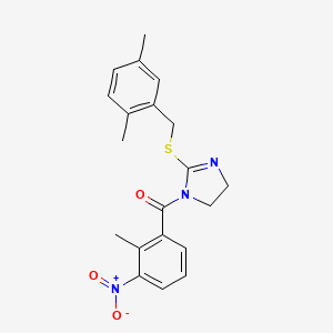(2-((2,5-dimethylbenzyl)thio)-4,5-dihydro-1H-imidazol-1-yl)(2-methyl-3-nitrophenyl)methanone