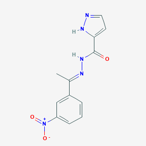 molecular formula C12H11N5O3 B273878 N'-(1-{3-nitrophenyl}ethylidene)-1H-pyrazole-3-carbohydrazide 