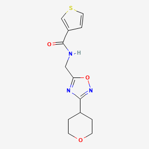 molecular formula C13H15N3O3S B2738781 N-((3-(tetrahydro-2H-pyran-4-yl)-1,2,4-oxadiazol-5-yl)methyl)thiophene-3-carboxamide CAS No. 2034291-16-0