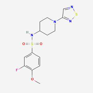 molecular formula C14H17FN4O3S2 B2738786 3-fluoro-4-methoxy-N-[1-(1,2,5-thiadiazol-3-yl)piperidin-4-yl]benzene-1-sulfonamide CAS No. 2034604-83-4
