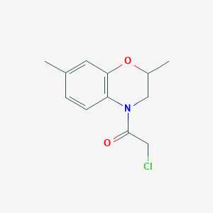 molecular formula C12H14ClNO2 B2738794 2-氯-1-(2,7-二甲基-2,3-二氢-1,4-苯并噁唑-4-基)乙酮 CAS No. 1537816-91-3