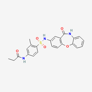 molecular formula C23H21N3O5S B2738795 N-(3-methyl-4-(N-(11-oxo-10,11-dihydrodibenzo[b,f][1,4]oxazepin-2-yl)sulfamoyl)phenyl)propionamide CAS No. 922137-72-2