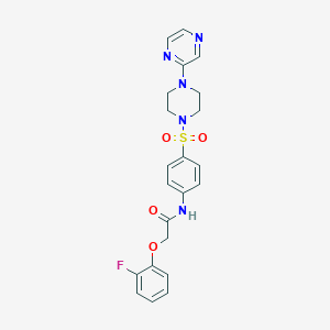 molecular formula C22H22FN5O4S B2738806 2-(2-fluorophenoxy)-N-(4-((4-(pyrazin-2-yl)piperazin-1-yl)sulfonyl)phenyl)acetamide CAS No. 1021135-20-5
