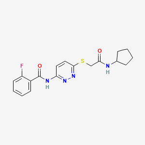 N-(6-((2-(cyclopentylamino)-2-oxoethyl)thio)pyridazin-3-yl)-2-fluorobenzamide