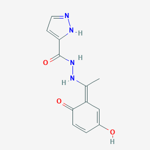 molecular formula C12H12N4O3 B273885 N'-[(1Z)-1-(3-hydroxy-6-oxocyclohexa-2,4-dien-1-ylidene)ethyl]-1H-pyrazole-5-carbohydrazide 