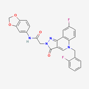 molecular formula C26H18F2N4O4 B2738859 N-1,3-苯并二氧杂环戊二酮-5-基-2-[8-氟-5-(2-氟苯甲基)-3-氧代-3,5-二氢-2H-吡唑并[4,3-c]喹啉-2-基]乙酰胺 CAS No. 931737-63-2