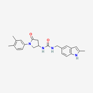 molecular formula C23H26N4O2 B2738865 1-(1-(3,4-dimethylphenyl)-5-oxopyrrolidin-3-yl)-3-((2-methyl-1H-indol-5-yl)methyl)urea CAS No. 894009-42-8