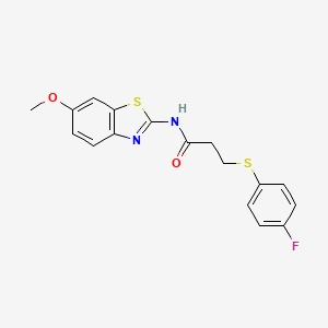 molecular formula C17H15FN2O2S2 B2738867 3-((4-氟苯基)硫基)-N-(6-甲氧基苯并[d]噻唑-2-基)丙酰胺 CAS No. 896350-10-0