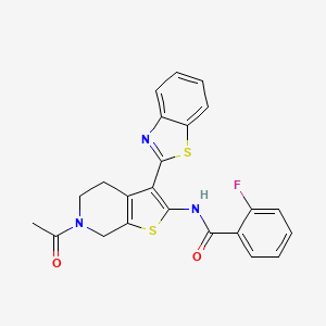 molecular formula C23H18FN3O2S2 B2738871 N-(6-acetyl-3-(benzo[d]thiazol-2-yl)-4,5,6,7-tetrahydrothieno[2,3-c]pyridin-2-yl)-2-fluorobenzamide CAS No. 864859-76-7