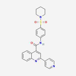 molecular formula C26H24N4O3S B2738882 N-[4-(piperidylsulfonyl)phenyl](2-(4-pyridyl)(4-quinolyl))carboxamide CAS No. 879920-91-9