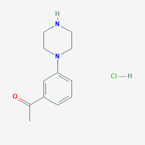 molecular formula C12H17ClN2O B2738898 1-[3-(哌嗪-1-基)苯基]乙酮盐酸盐 CAS No. 1417638-48-2