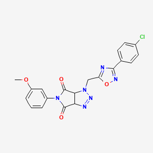 molecular formula C20H15ClN6O4 B2738909 1-{[3-(4-chlorophenyl)-1,2,4-oxadiazol-5-yl]methyl}-5-(3-methoxyphenyl)-1H,3aH,4H,5H,6H,6aH-pyrrolo[3,4-d][1,2,3]triazole-4,6-dione CAS No. 1251571-30-8