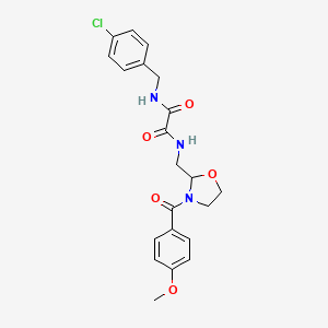 molecular formula C21H22ClN3O5 B2738918 N1-(4-氯苄基)-N2-((3-(4-甲氧基苯甲酰)噁唑啉-2-基)甲基)草酰胺 CAS No. 874805-20-6