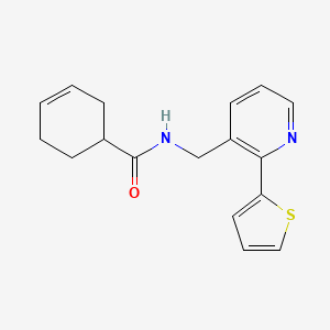 molecular formula C17H18N2OS B2738923 N-((2-(噻吩-2-基)吡啶-3-基甲基)环己-3-烯-1-基)甲酰胺 CAS No. 2034576-69-5