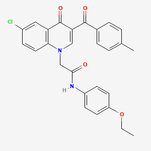 molecular formula C27H23ClN2O4 B2738925 2-(6-chloro-3-(4-methylbenzoyl)-4-oxoquinolin-1(4H)-yl)-N-(4-ethoxyphenyl)acetamide CAS No. 895653-96-0