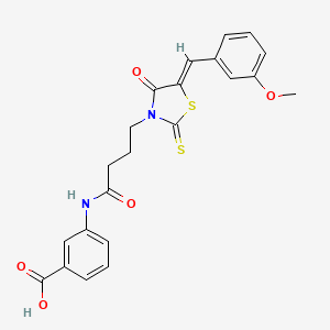 molecular formula C22H20N2O5S2 B2738933 (Z)-3-(4-(5-(3-甲氧基苯甲亚甲基)-4-氧代-2-硫代噻唑烷-3-基)丁酰胺基)苯甲酸 CAS No. 476666-46-3