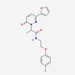 molecular formula C19H18FN3O4 B2738939 N-(2-(4-fluorophenoxy)ethyl)-2-(3-(furan-2-yl)-6-oxopyridazin-1(6H)-yl)propanamide CAS No. 1334374-46-7