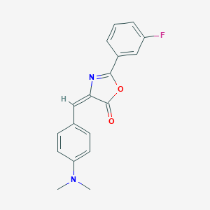 molecular formula C18H15FN2O2 B273894 (4E)-4-[4-(dimethylamino)benzylidene]-2-(3-fluorophenyl)-1,3-oxazol-5(4H)-one 
