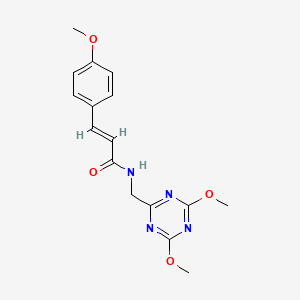 molecular formula C16H18N4O4 B2738960 (E)-N-((4,6-dimethoxy-1,3,5-triazin-2-yl)methyl)-3-(4-methoxyphenyl)acrylamide CAS No. 2035022-24-1