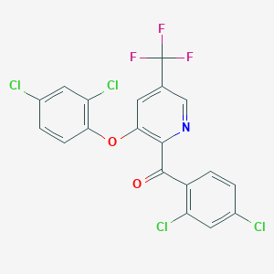 molecular formula C19H8Cl4F3NO2 B2738961 [3-(2,4-Dichlorophenoxy)-5-(trifluoromethyl)-2-pyridinyl](2,4-dichlorophenyl)methanone CAS No. 306977-37-7
