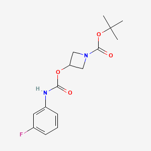 molecular formula C15H19FN2O4 B2738963 Tert-butyl 3-{[(3-fluorophenyl)carbamoyl]oxy}azetidine-1-carboxylate CAS No. 1803580-72-4