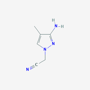 molecular formula C6H8N4 B2738966 (3-amino-4-methyl-1H-pyrazol-1-yl)acetonitrile CAS No. 1174877-89-4