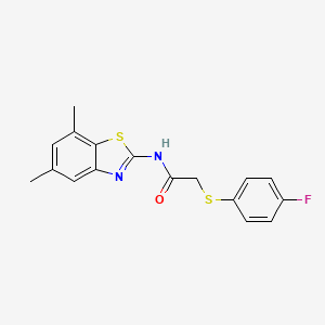 molecular formula C17H15FN2OS2 B2738967 N-(5,7-dimethylbenzo[d]thiazol-2-yl)-2-((4-fluorophenyl)thio)acetamide CAS No. 896349-94-3