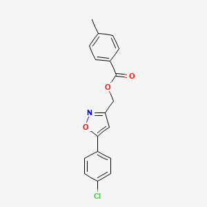 molecular formula C18H14ClNO3 B2738971 [5-(4-Chlorophenyl)-1,2-oxazol-3-yl]methyl 4-methylbenzoate CAS No. 338776-99-1