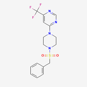 molecular formula C16H17F3N4O2S B2738975 4-(4-(Benzylsulfonyl)piperazin-1-yl)-6-(trifluoromethyl)pyrimidine CAS No. 2034411-61-3